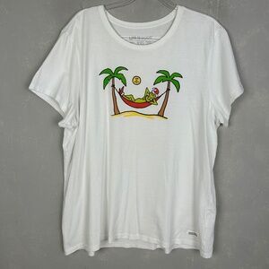 Life is Good women size XXL crusher tee shirt white The Grinch Christmas beach